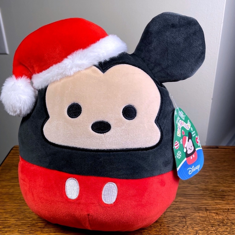 Squishmallows Mickey Mouse Holiday Plush Toy Red Santa Hat Disney NWT